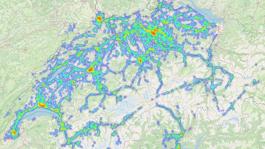 Footprints Heatmap Schweiz